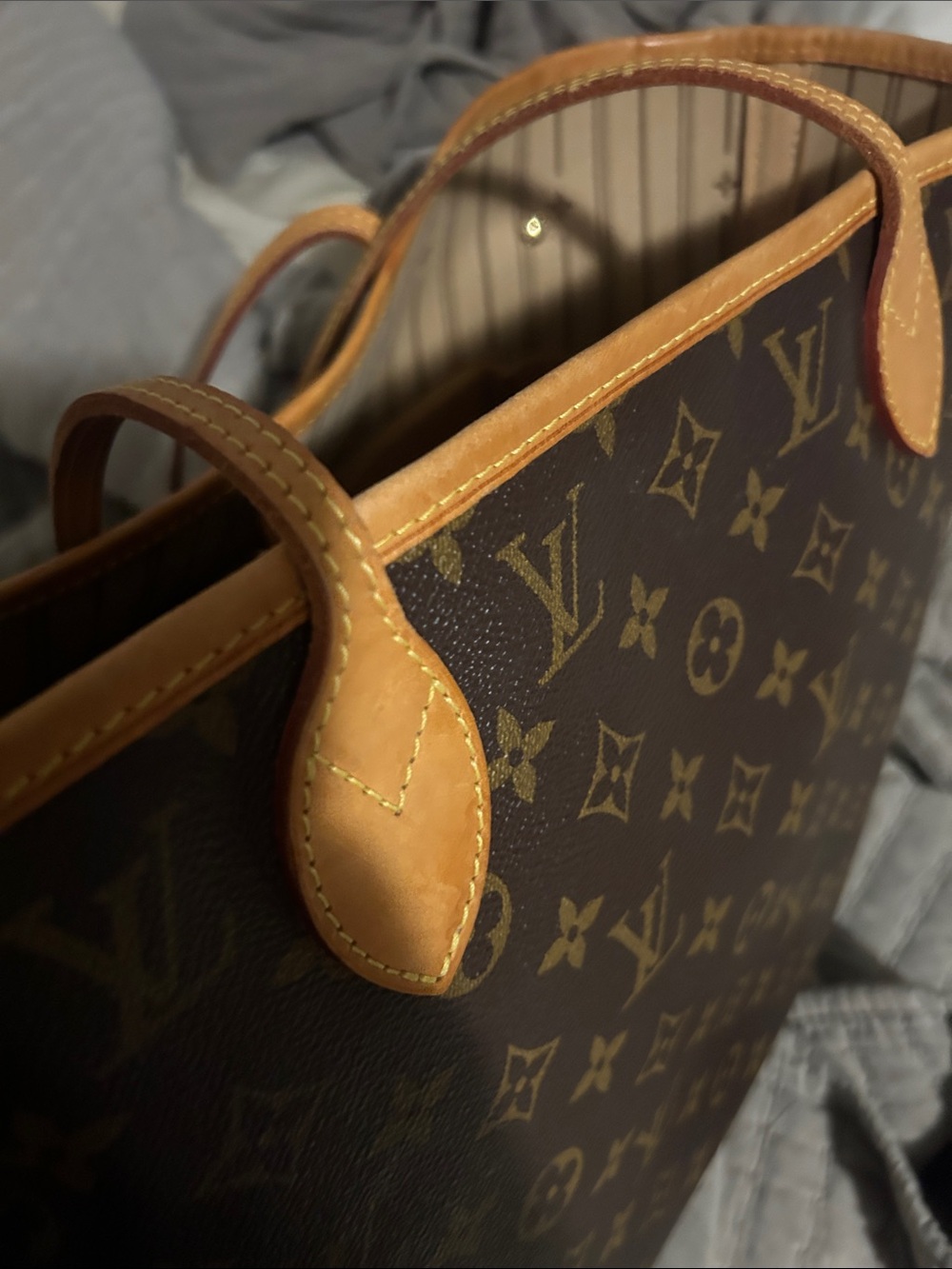 Louis Vuitton Dark Brown Monogram Tote Neverfull mm - Picture 10 of 11